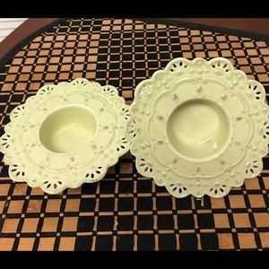 Vintage Yankee Candle Porcelain pieced Votive and Tealight Holders 2 pieces